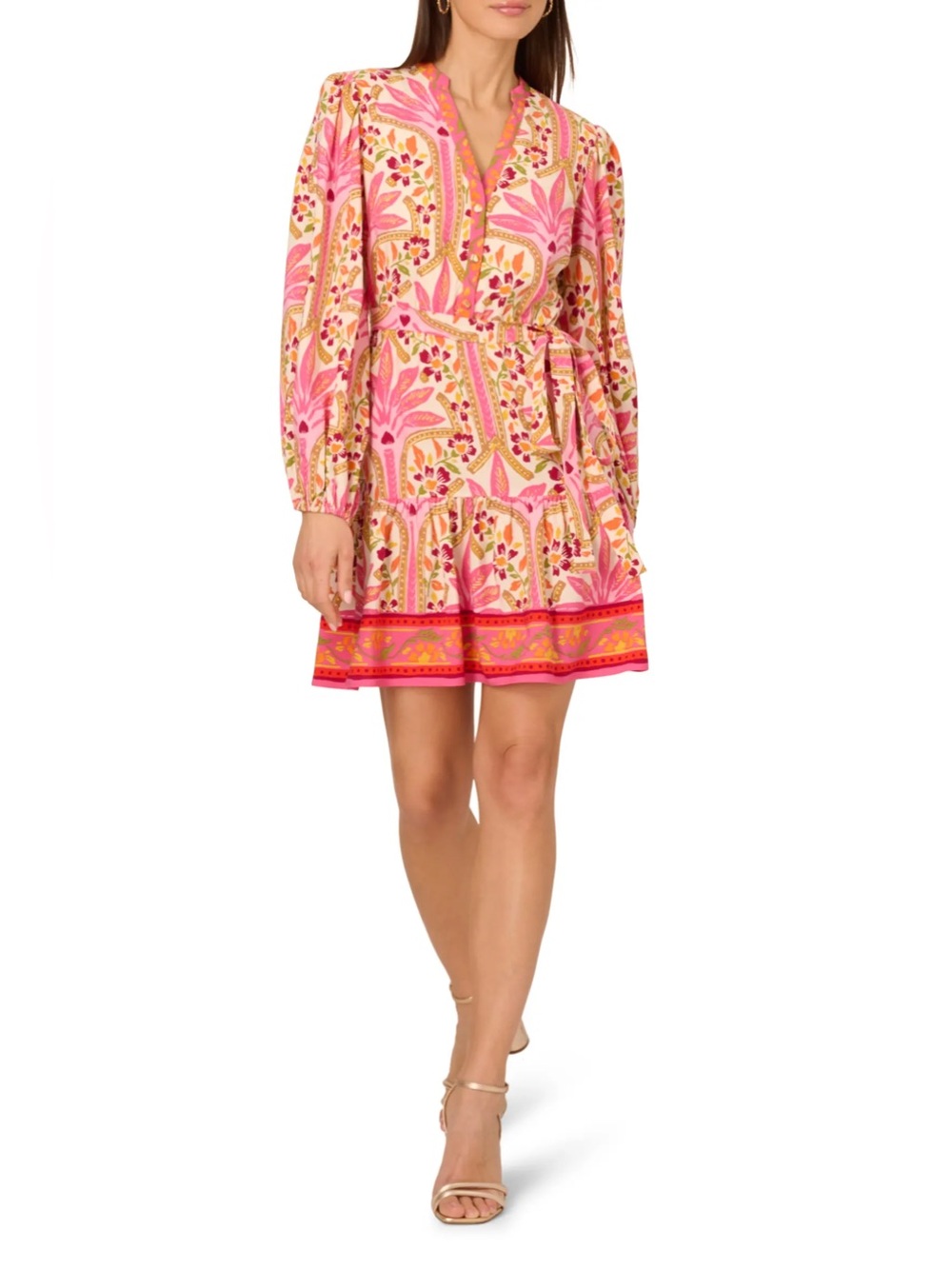 Adrianna Papell Printed Long Sleeve Dress